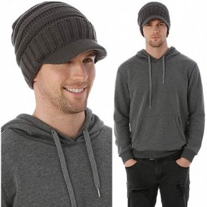 Skullies & Beanies Knit Visor Beanie Hat for Men Women Winter B320 - Grey - CV18I9N6TZA $14.19