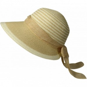Sun Hats Womens Floppy Bow Knot Asymmetric Wide Brim Straw Sun Hat Beige - Beige - CD183OCK8S7 $27.16