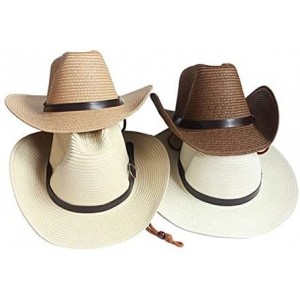 Sun Hats Cowboy Sun Hat Wide Brim Hat Summer Beach Straw Cap Foldable Caps (Coffee)- 11.81 11.81 7.09 inch - C2182IYA2AD $24.69