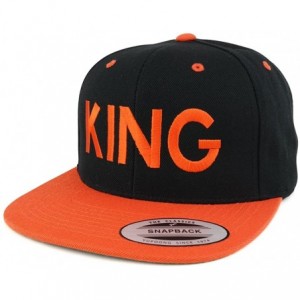 Baseball Caps King Two Tone Embroidered Flat Bill Snapback Cap - Black Orange - CW17YXLNUD4 $18.35