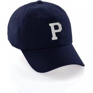 Baseball Caps Customized Letter Intial Baseball Hat A to Z Team Colors- Navy Cap Black White - Letter P - CV18ET9CD4U $25.07