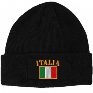 Skullies & Beanies Patch Beanie for Men & Women Italia Flag Embroidery Skull Cap Hats 1 Size - Black - C6186H0LHR8 $36.98
