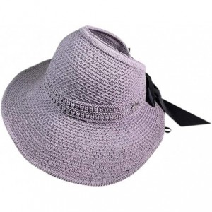 Sun Hats Womens Floppy Summer Sun Beach Hat UPF50 Foldable Wide Brim Straw Hat with Bowknot - D - CI18SER3MG3 $13.31