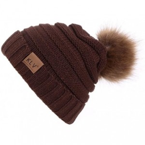 Berets Women Ladies Winter Knitting Hat Warm Artificial Wool Snow Ski Caps With Visor - S1100-coffee - CX18L20O5G4 $24.84