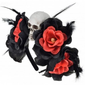 Headbands Day of The Dead Headband Costume Rose Flower Crown Mexican Headpiece BC40 - Big 4 Black Flower - CN189KMCIYT $24.61